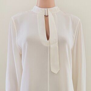 Equipment Femme Women's Janelle Ivory Silk Tie Neck Blouse Shirt Sz Medium NWT